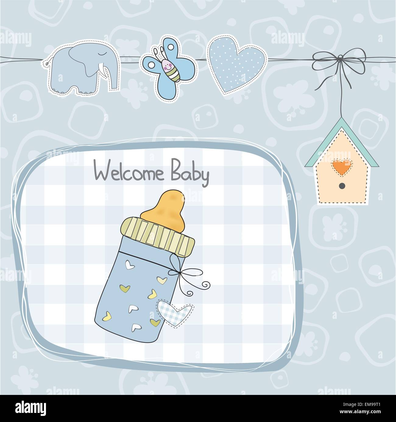 Baby boy doccia card Illustrazione Vettoriale