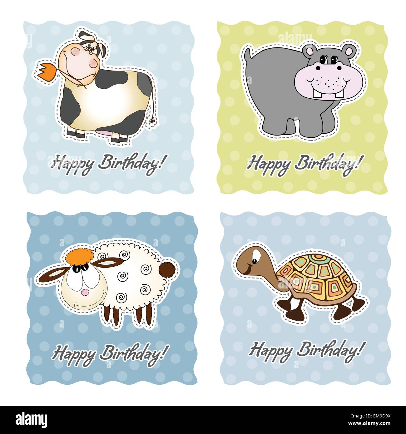 Biglietto di auguri di compleanno insieme con gli animali Immagine e  Vettoriale - Alamy