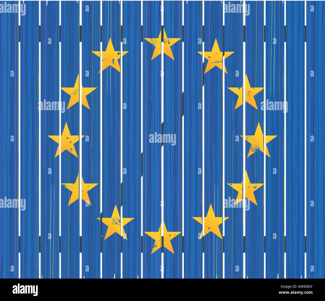 Bandiera europea sulla recinzione di legno Illustrazione Vettoriale