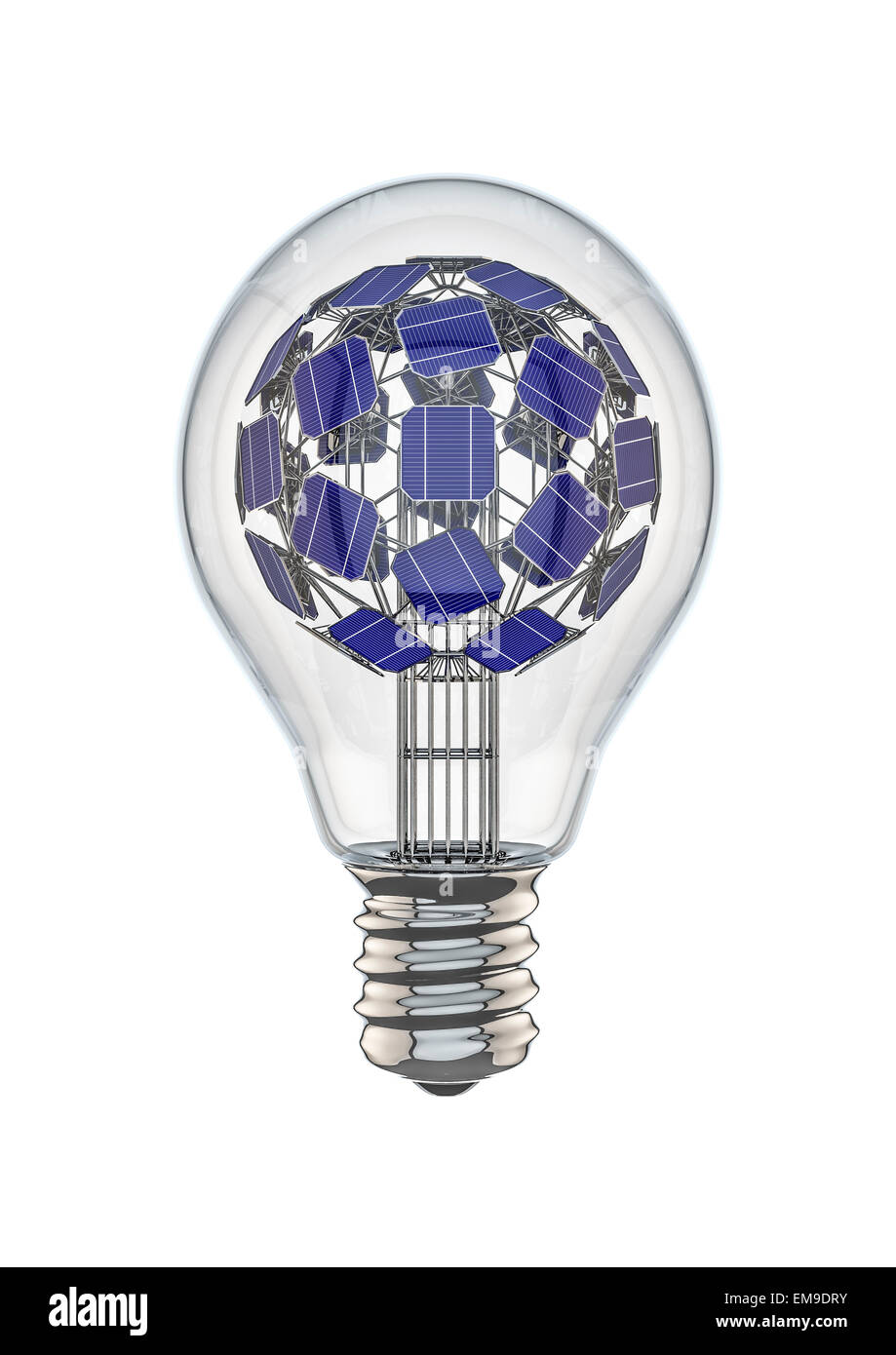 3D render di pannelli solari all'interno della lampadina Foto Stock