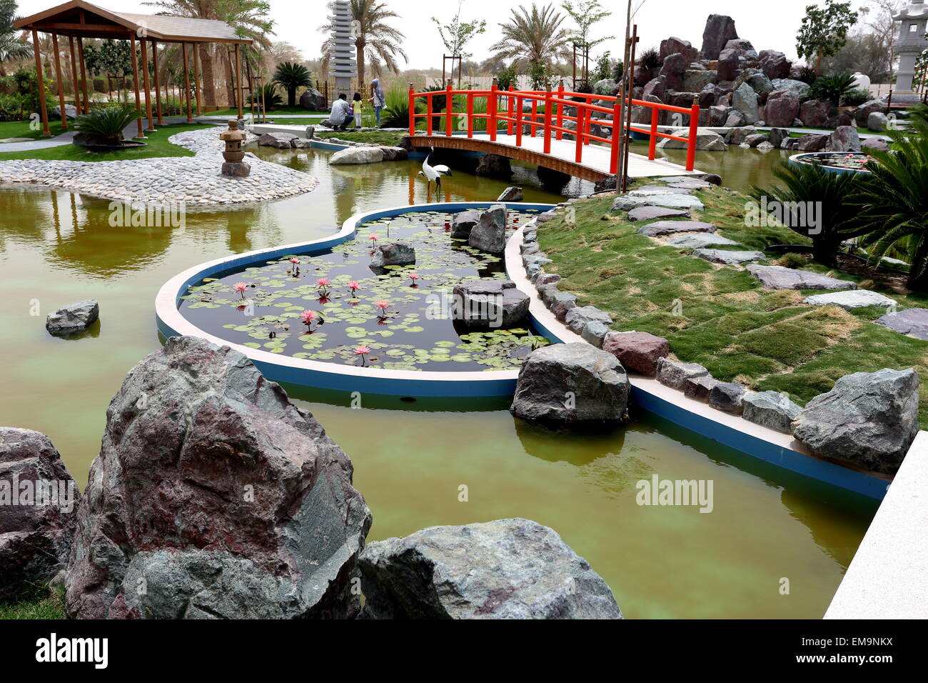 Giardino giapponese a Al-Areen Wildlife Park, Regno del Bahrein Foto Stock