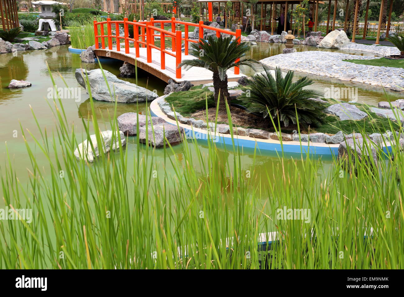 Giardino giapponese a Al-Areen Wildlife Park, Regno del Bahrein Foto Stock