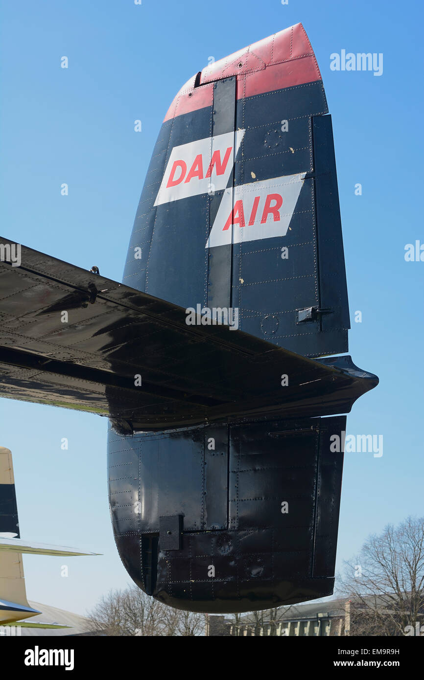 Pinna caudale di Dan Air aereo presso l'Imperial War Museum Duxford Foto Stock