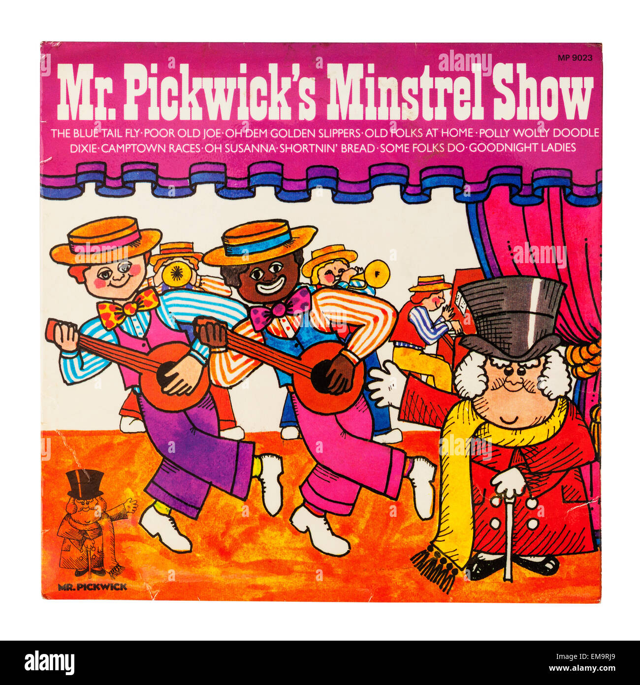Un Childrens vinile chiamato il Sig. Pickwick il Menestrello mostra su sfondo bianco Foto Stock