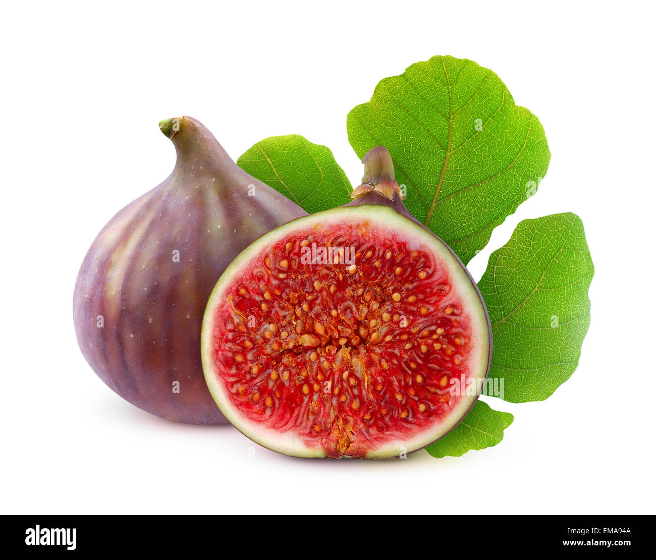 Fichi freschi su sfondo bianco Foto Stock