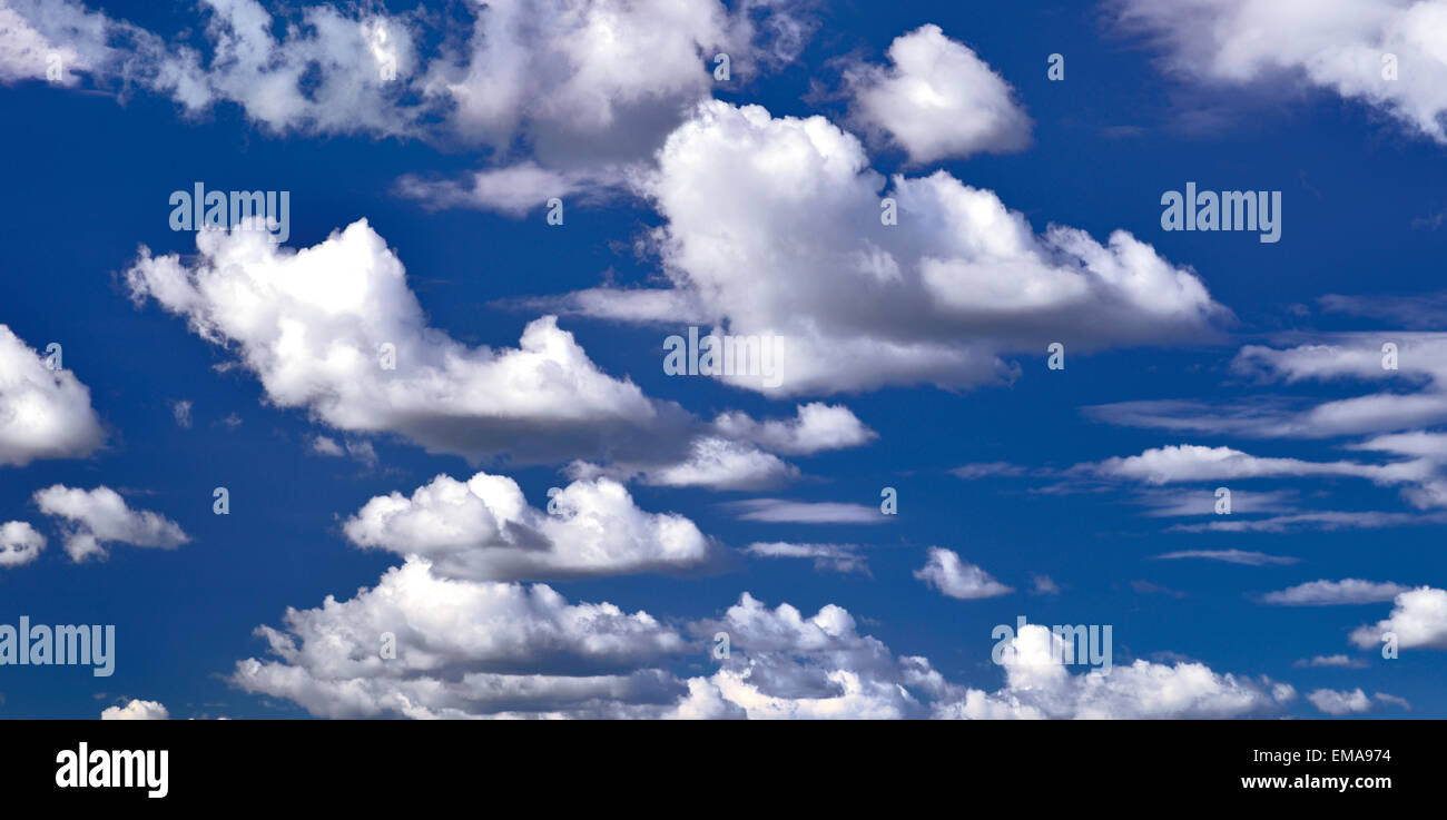 Cielo blu con il bianco fair weather Nuvole Foto Stock
