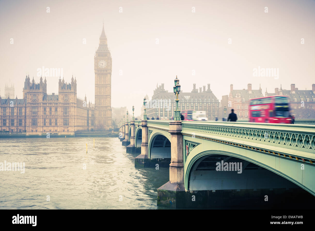 Il Big Ben e Westminster Bridge Foto Stock