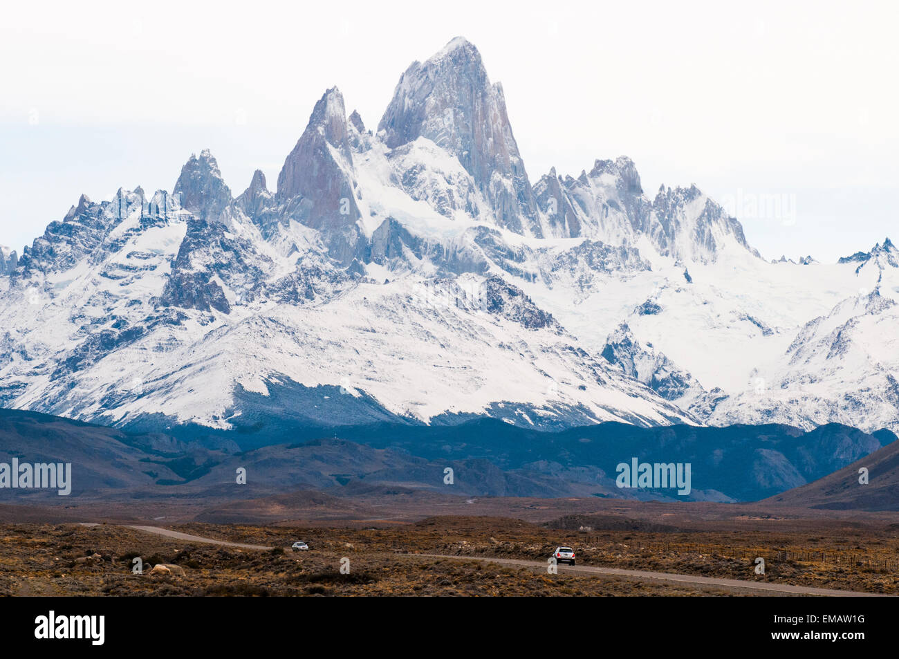 Cerro Fitz Roy nel parco nazionale Los Glaciares fuori El Chalten, Patagonia, Argentina Foto Stock