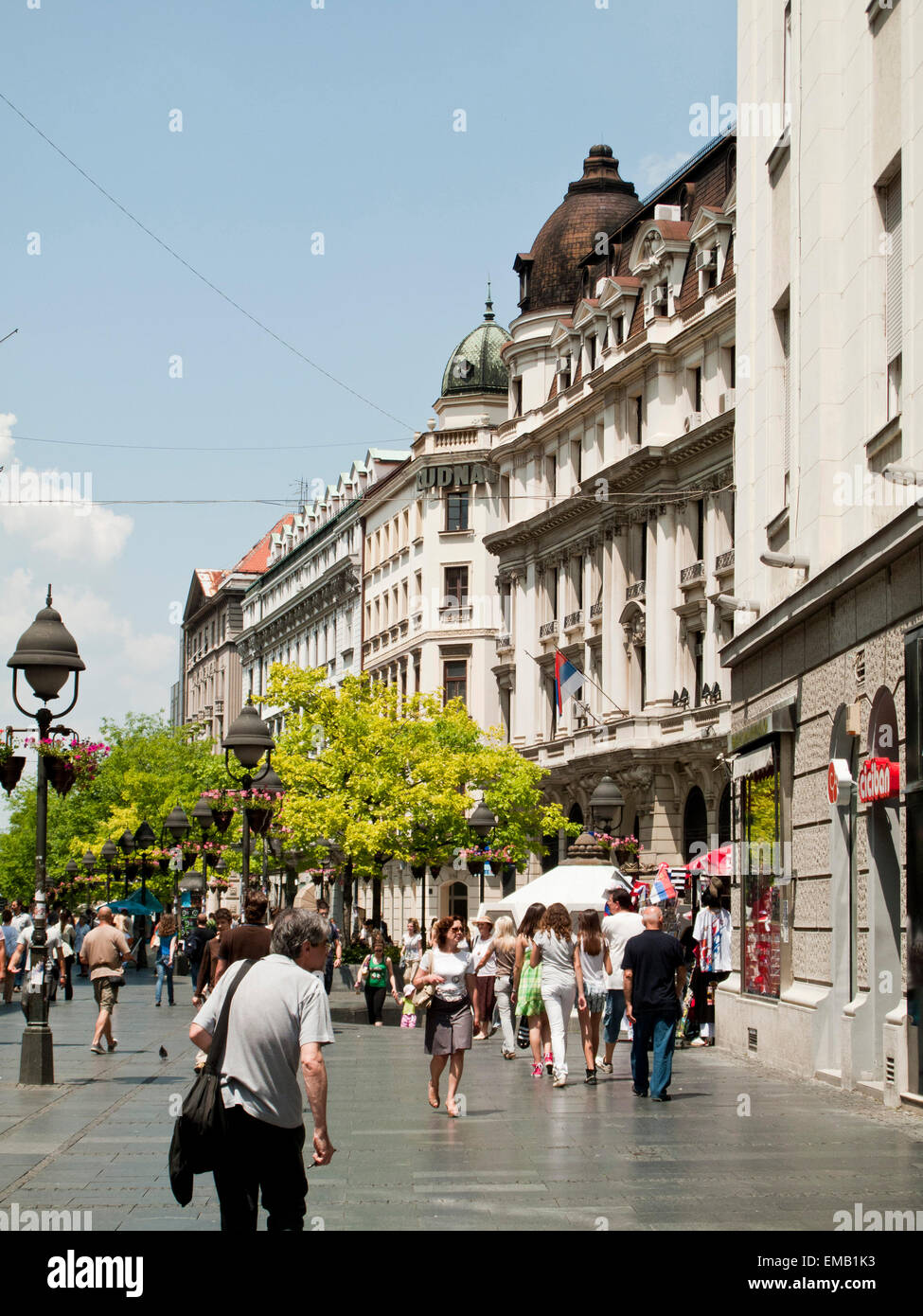 Via Knez Mihailova Street a Belgrado in Serbia Foto Stock