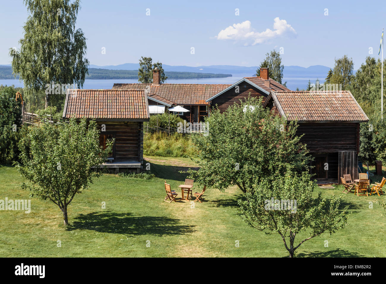 Tipico falu svedese red house di Tallberg, sul lago Siljan, contea di Dalarna, Svezia Foto Stock