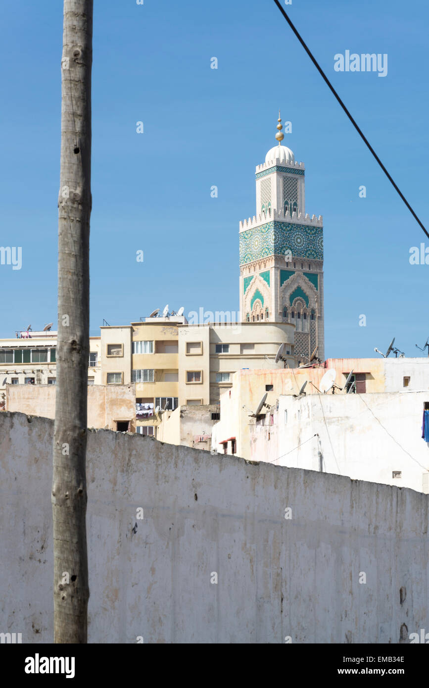 Casablanca e il suo minareto Foto Stock