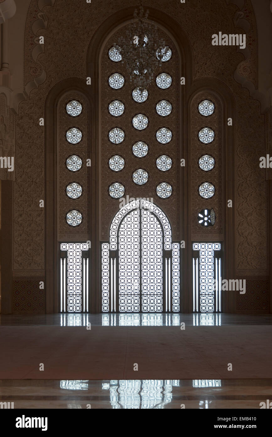 All'interno della Moschea Hassan II di Casablanca, Parc de la Ligue Arabe, Casablanca, Marocco Foto Stock