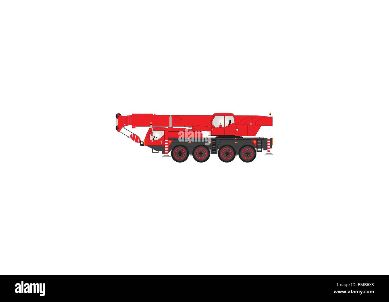 Un'immagine vettoriale di un Rosso e Nero otto Wheeler gru mobile isolato su bianco Illustrazione Vettoriale