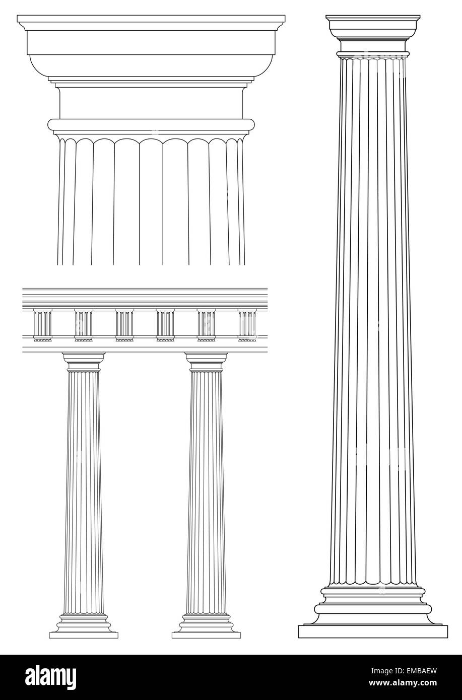Stile classico set di colonne ,disegno vettoriale Illustrazione Vettoriale