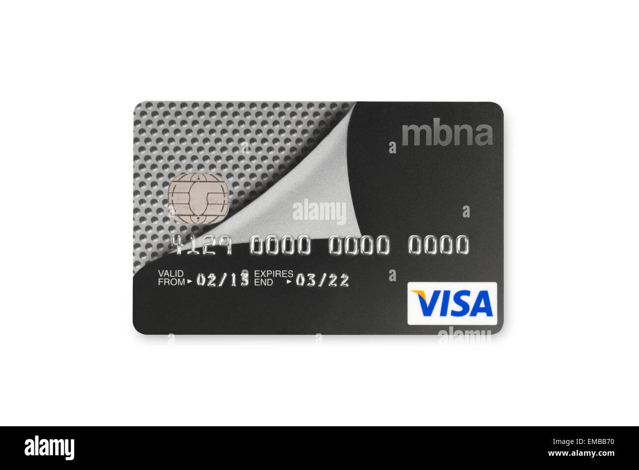 MBNA Visa la carta di credito su sfondo bianco Foto Stock