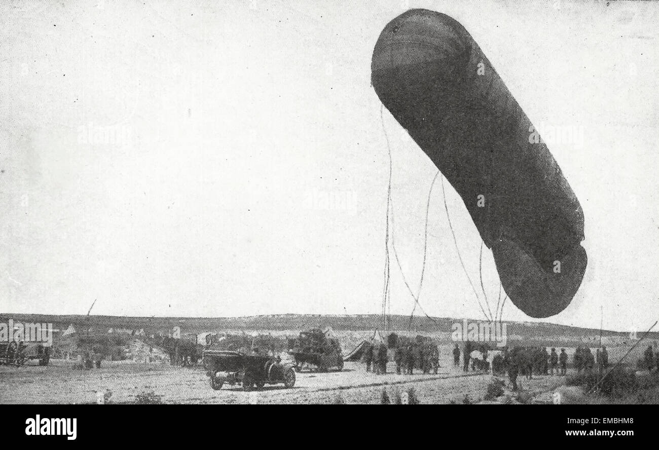 Un palloncino di osservazione sbarco - la Prima Guerra Mondiale Foto Stock