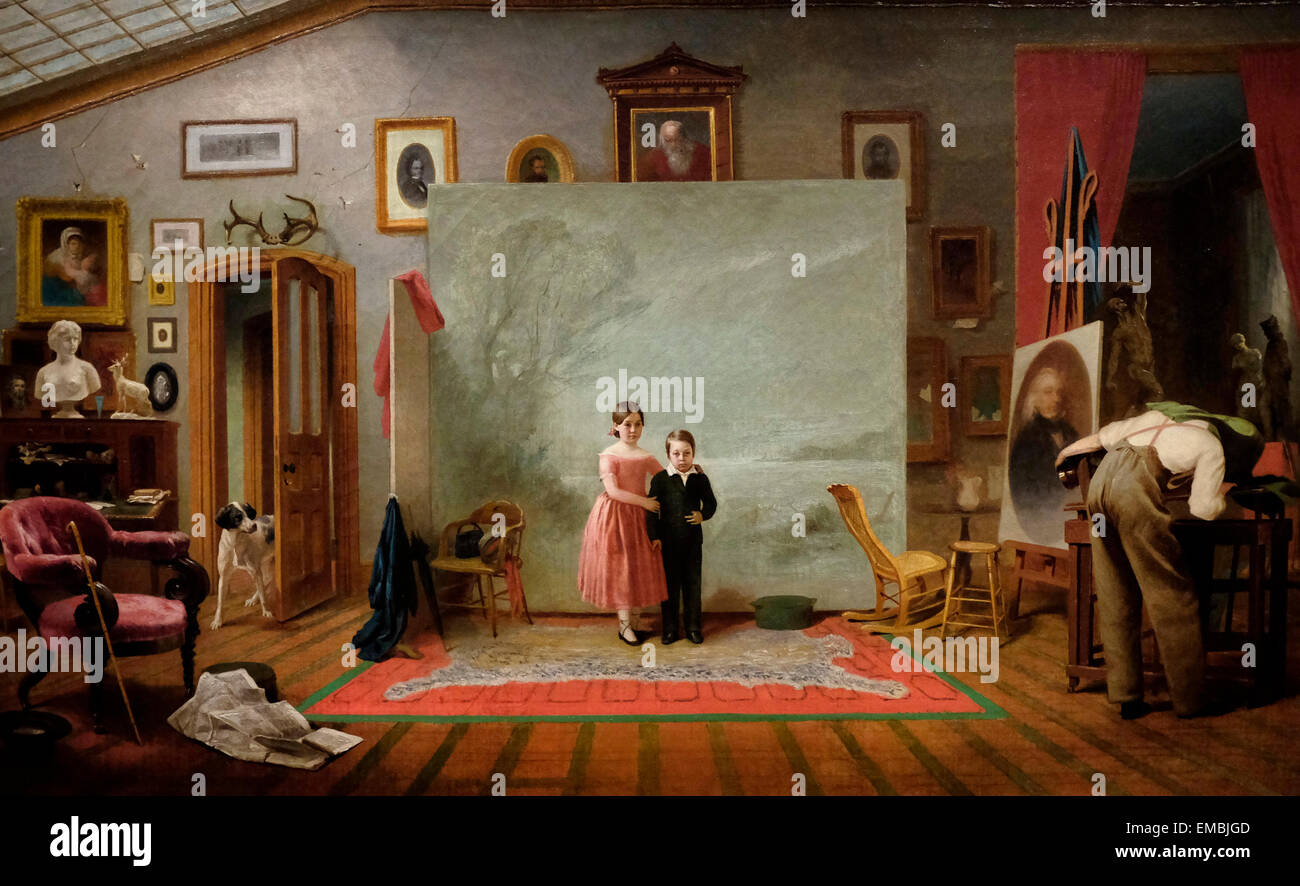 Interno con ritratti, circa 1865 Thomas Le chiare Foto Stock