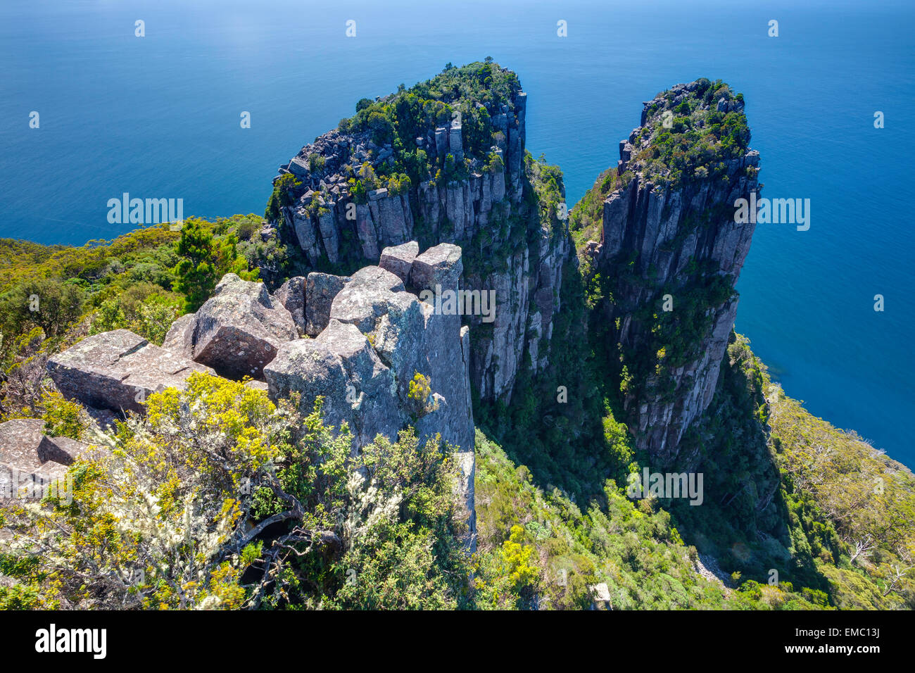 Vista da Mt Vescovo e Cancelliere - Maria Island National Park - Tasmania - Australia Foto Stock