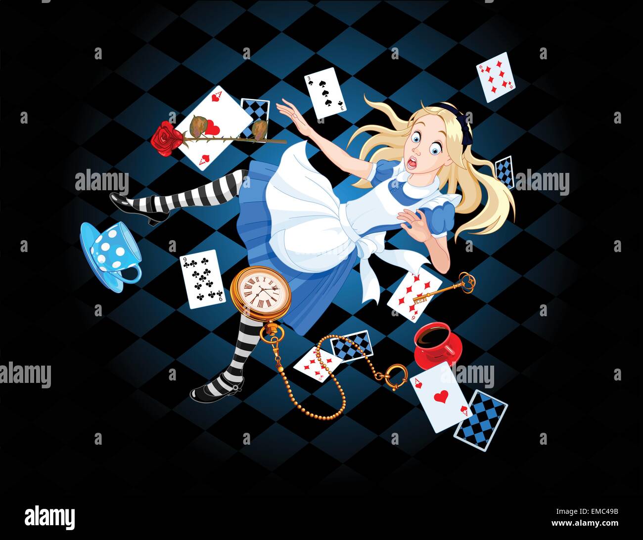 Alice che cade Illustrazione Vettoriale