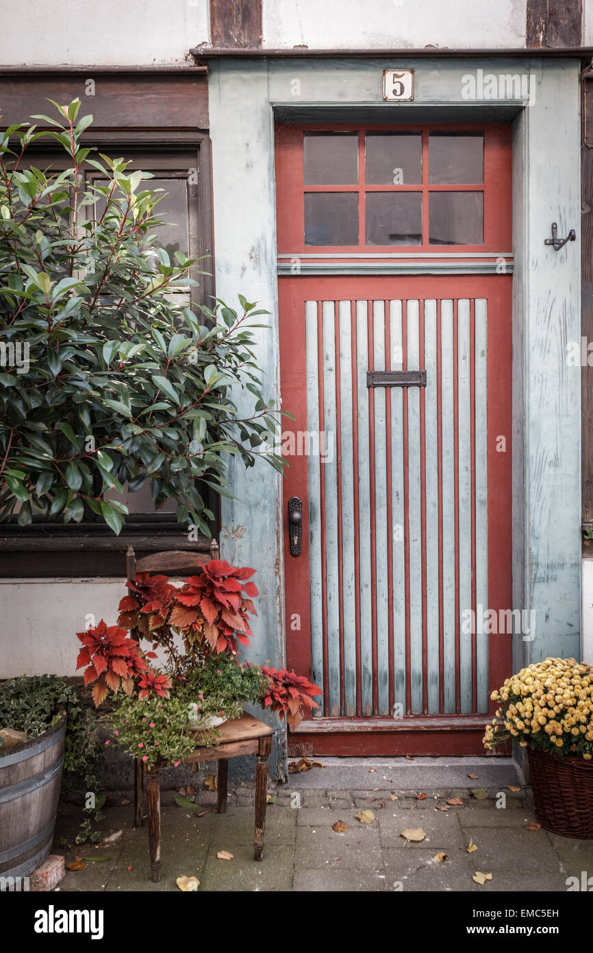 Germania, Brunswick, porta di entrata di una casa in legno e muratura a Magniviertel Foto Stock