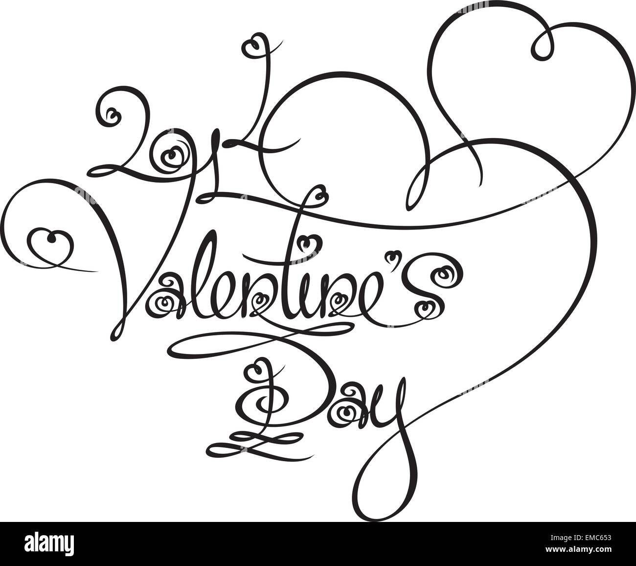 Testo Caligraphic - 2014 il giorno di San Valentino Illustrazione Vettoriale