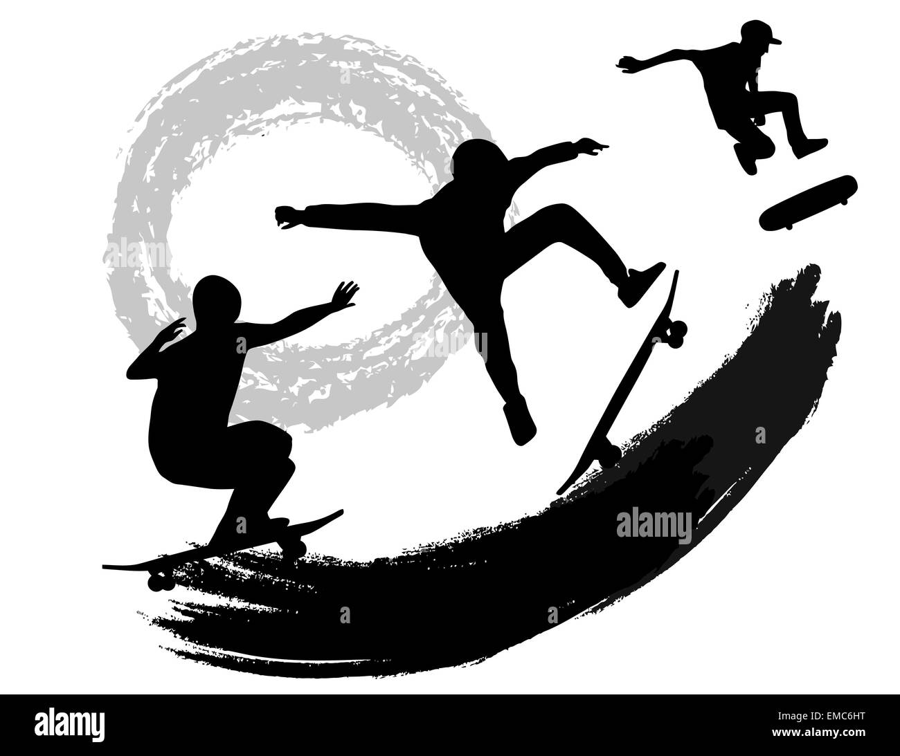 Skateboarders sagome Illustrazione Vettoriale
