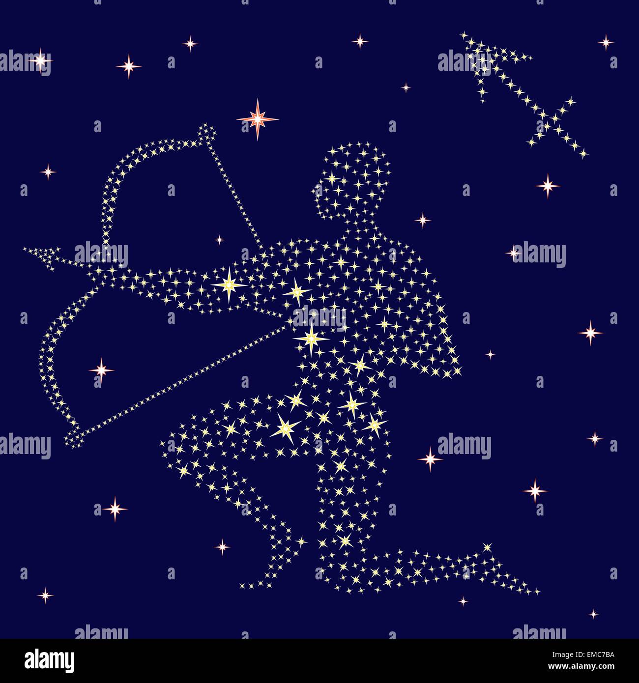 Segno zodiacale Sagittario il cielo stellato Illustrazione Vettoriale