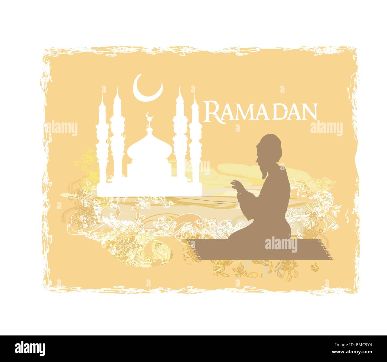 Abstract background religioso - uomo musulmano prega Illustrazione Vettoriale
