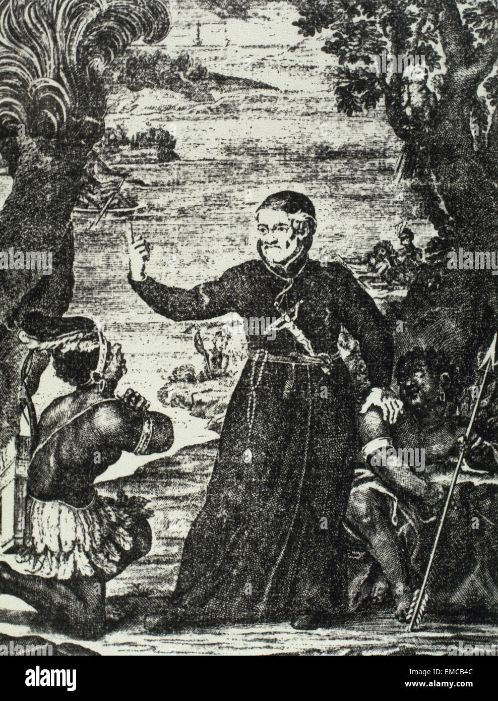 Padre Antonio Vieira (1608-1697). Gesuita portoghese filosofo e scrittore. Incisione. Vieira predicazione in Brasile. Foto Stock