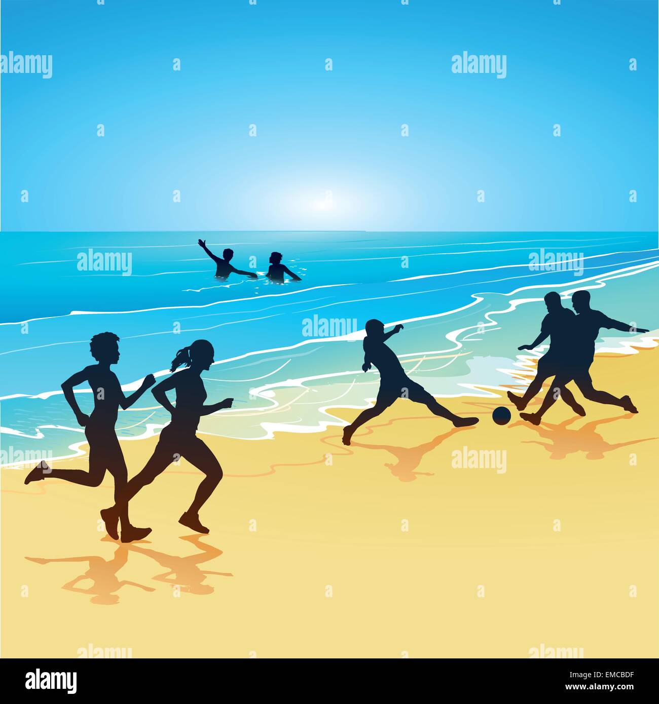 Divertimento e sport sulla spiaggia Illustrazione Vettoriale