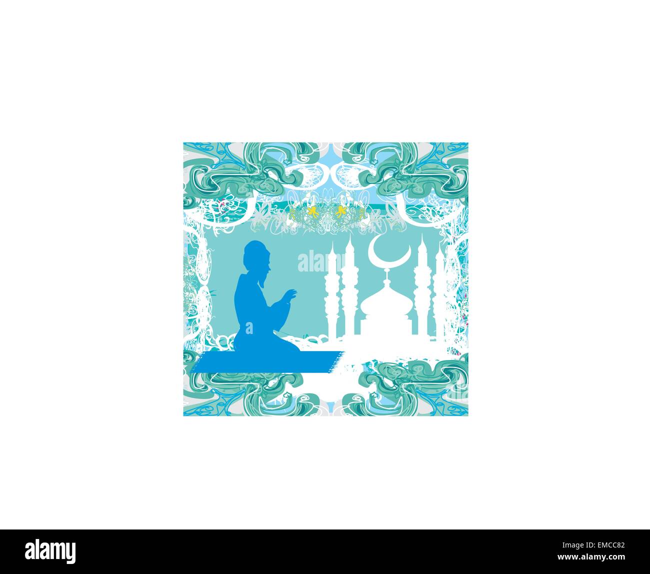 Abstract background religioso - uomo musulmano prega Illustrazione Vettoriale