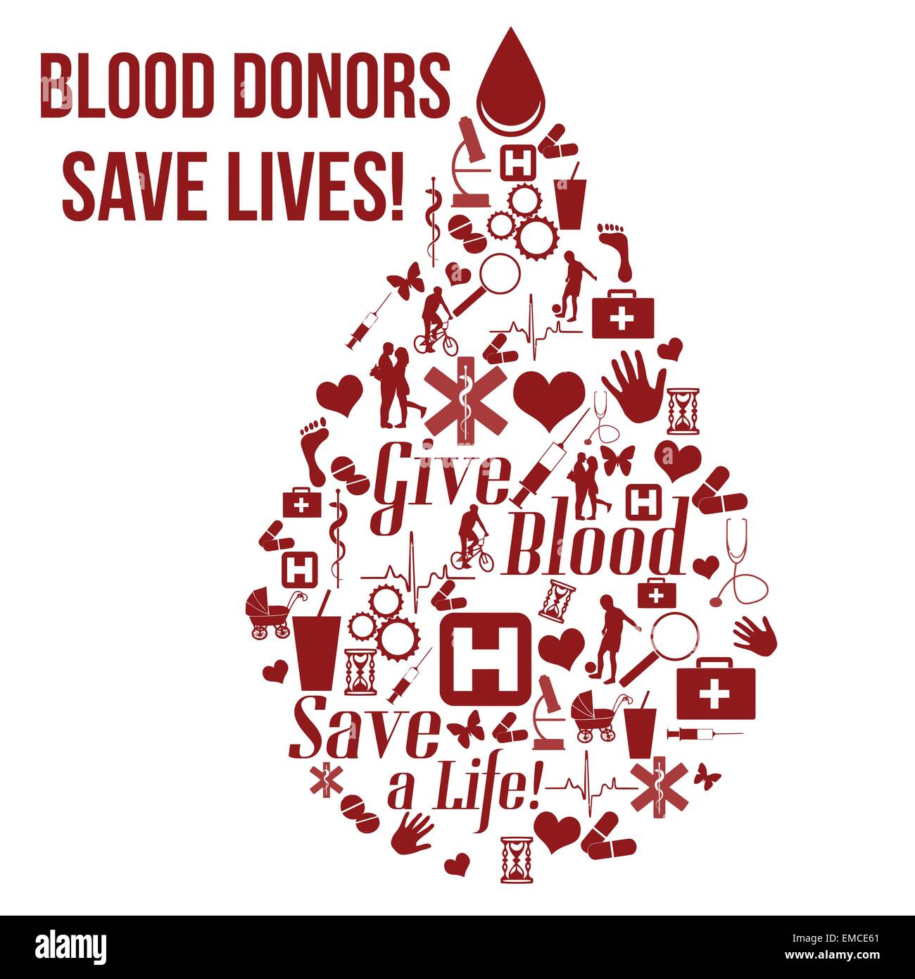 Donare il proprio sangue, salvare un concetto life poster Illustrazione Vettoriale
