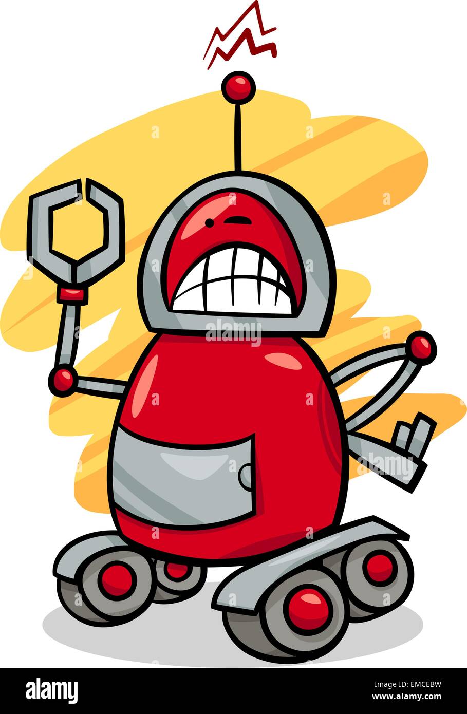 Angry robot cartoon illustrazione Illustrazione Vettoriale