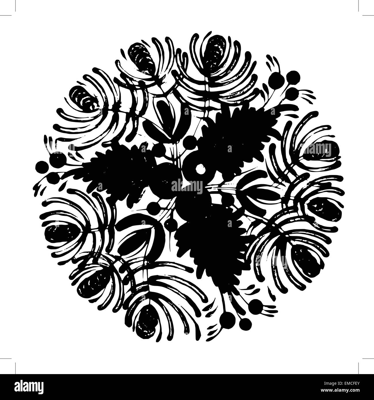 Silhouette decorativo di aghi di pino Illustrazione Vettoriale