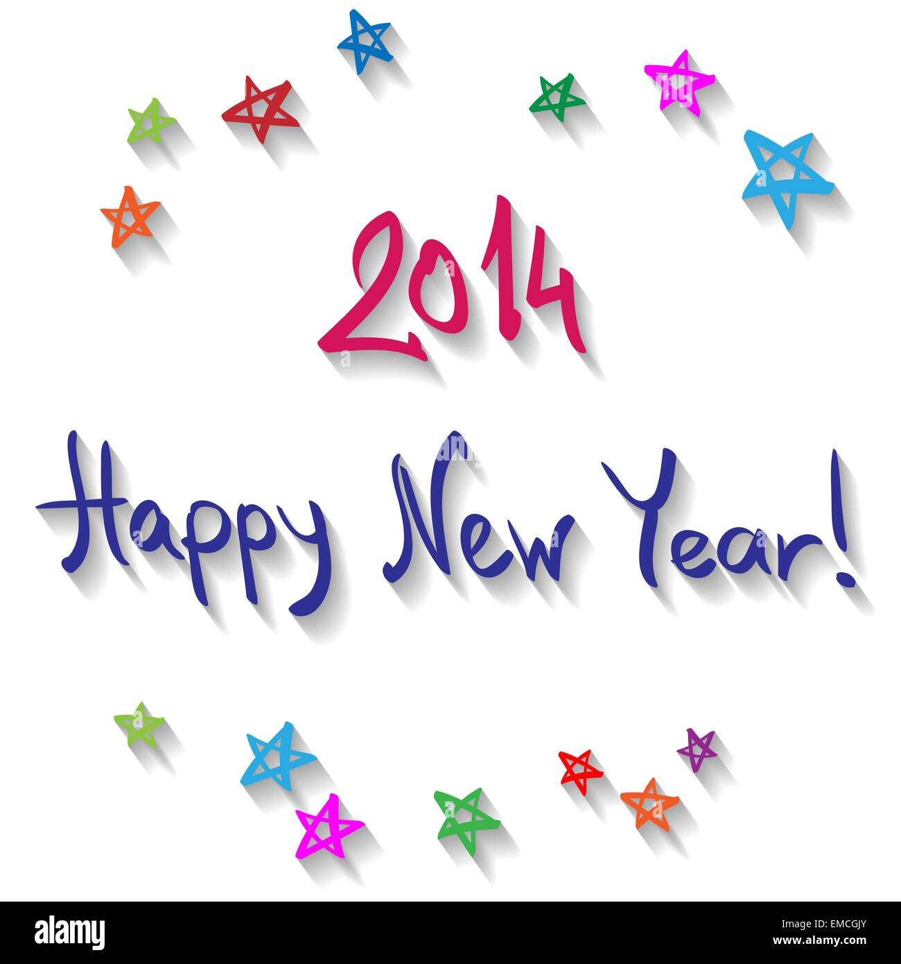 Felice anno nuovo scritte a mano Illustrazione Vettoriale