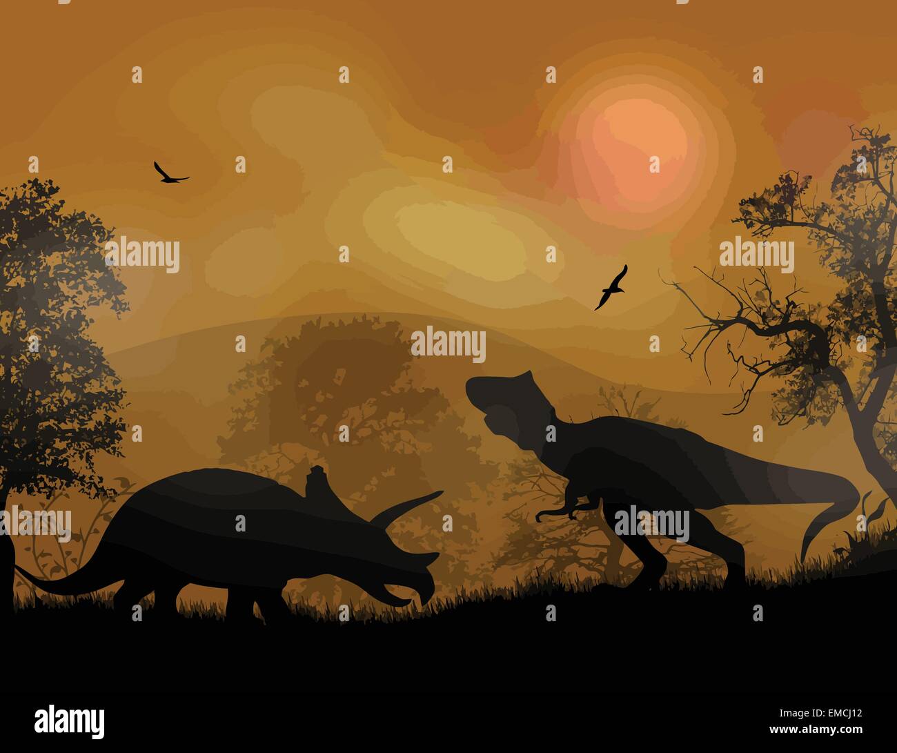 I dinosauri sagome Illustrazione Vettoriale