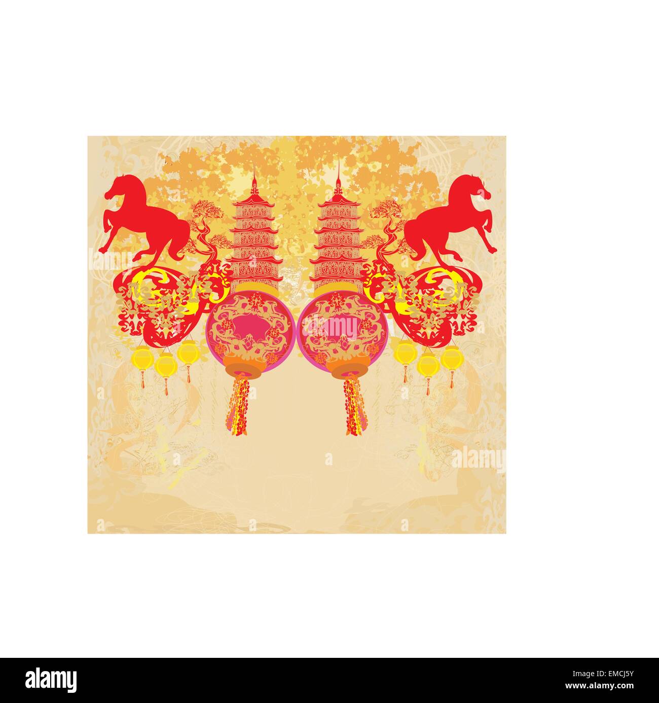 Cinese di metà autunno festival e Anno Nuovo elemento di design Illustrazione Vettoriale