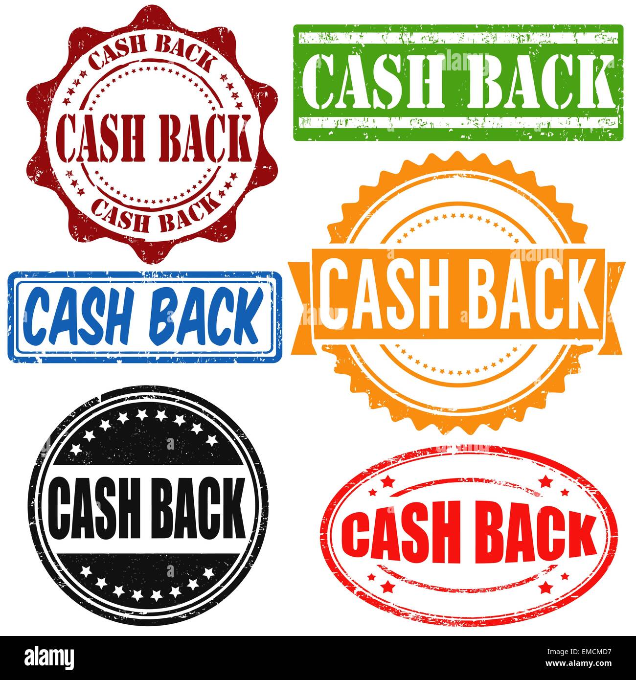 Cash back francobolli Illustrazione Vettoriale
