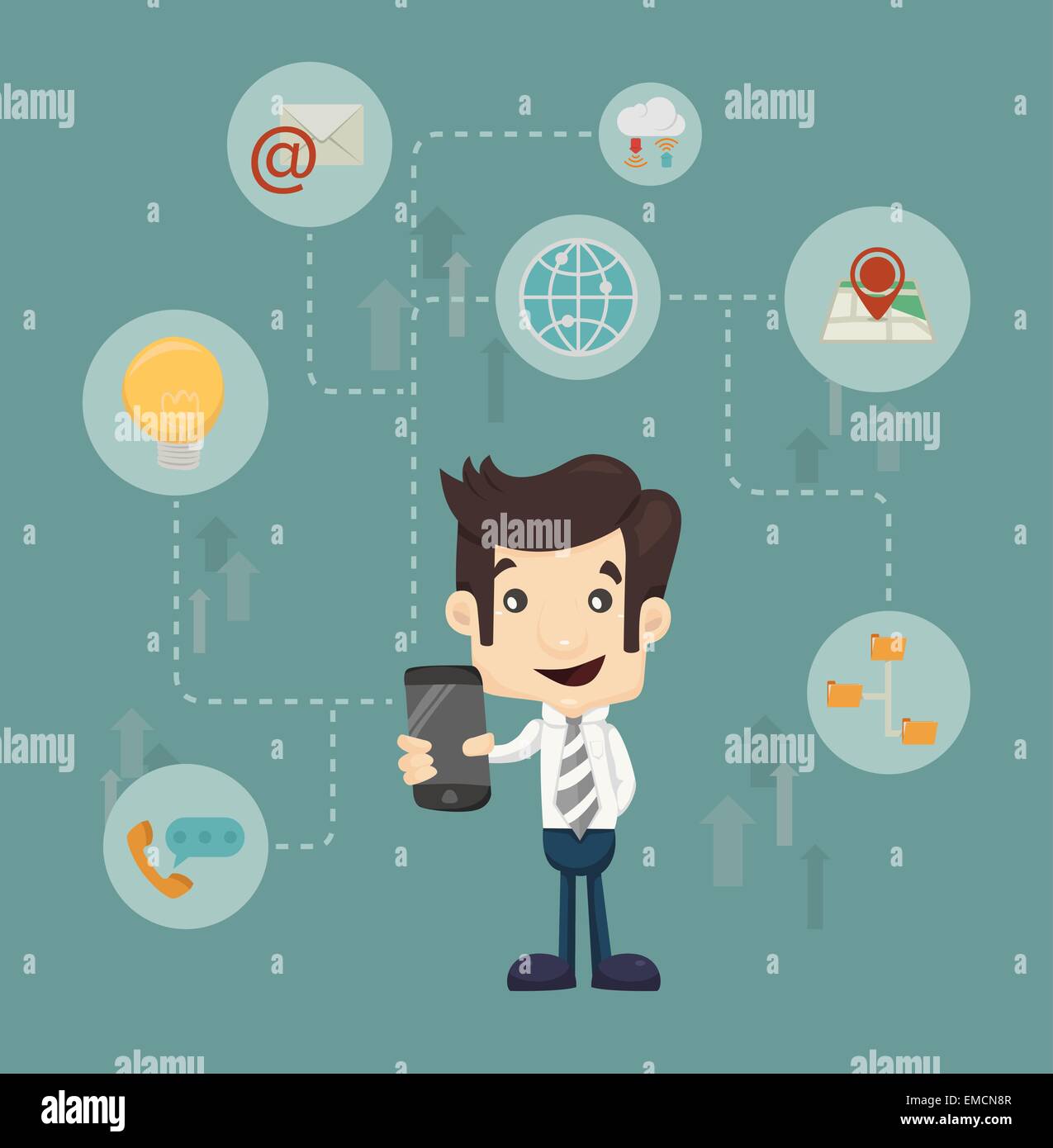 Imprenditore la tecnologia di comunicazione Illustrazione Vettoriale