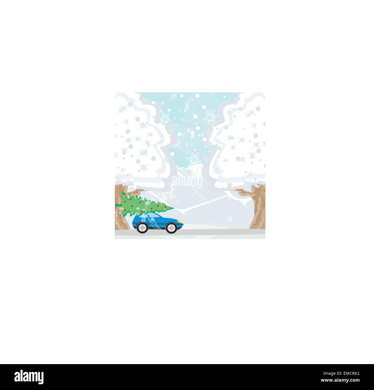 Auto con un albero di natale sul tetto Illustrazione Vettoriale