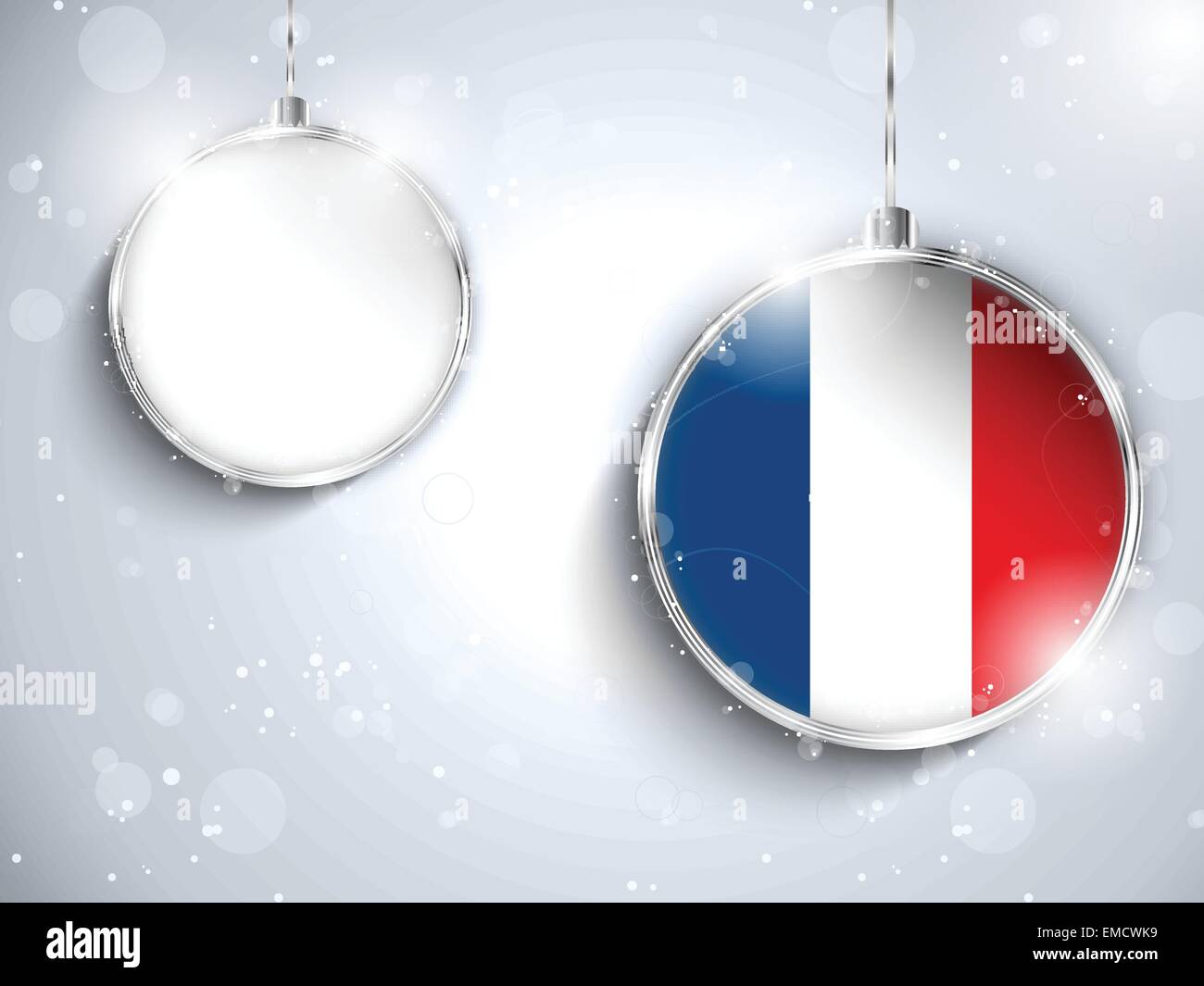 Buon Natale a sfera in argento con bandiera della Francia Illustrazione Vettoriale