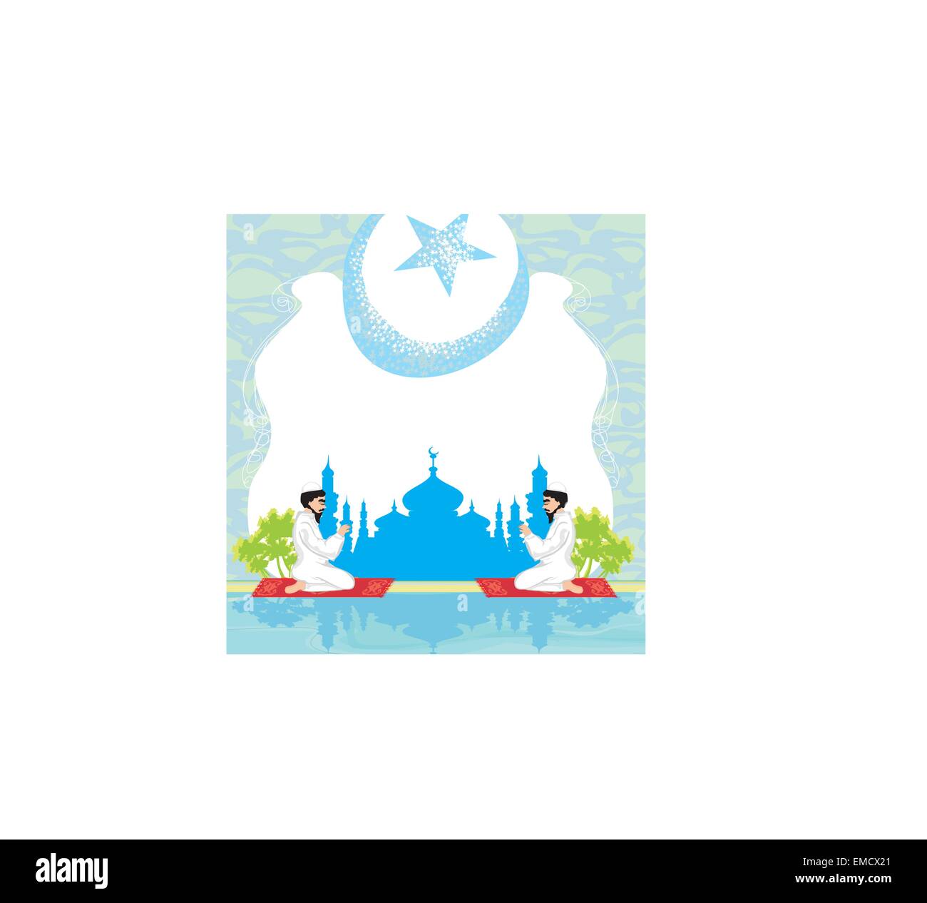 Abstract background religioso - uomini musulmani pregano Illustrazione Vettoriale