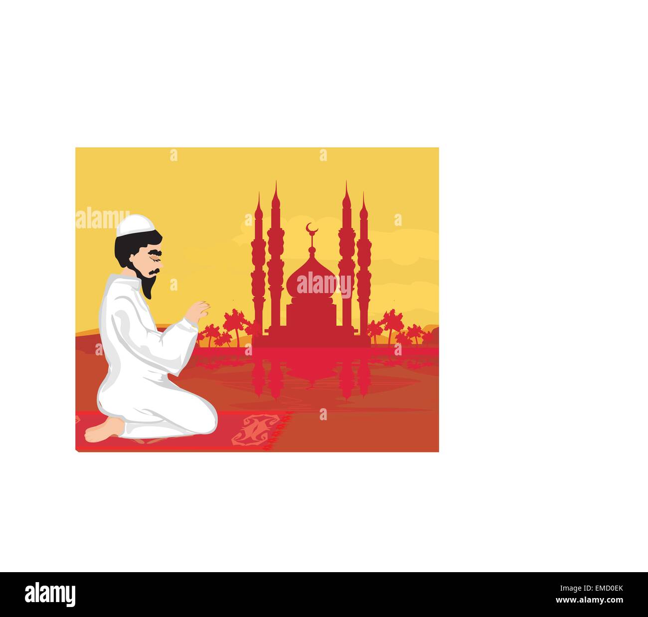 Abstract background religioso musulmano - uomo che prega Illustrazione Vettoriale