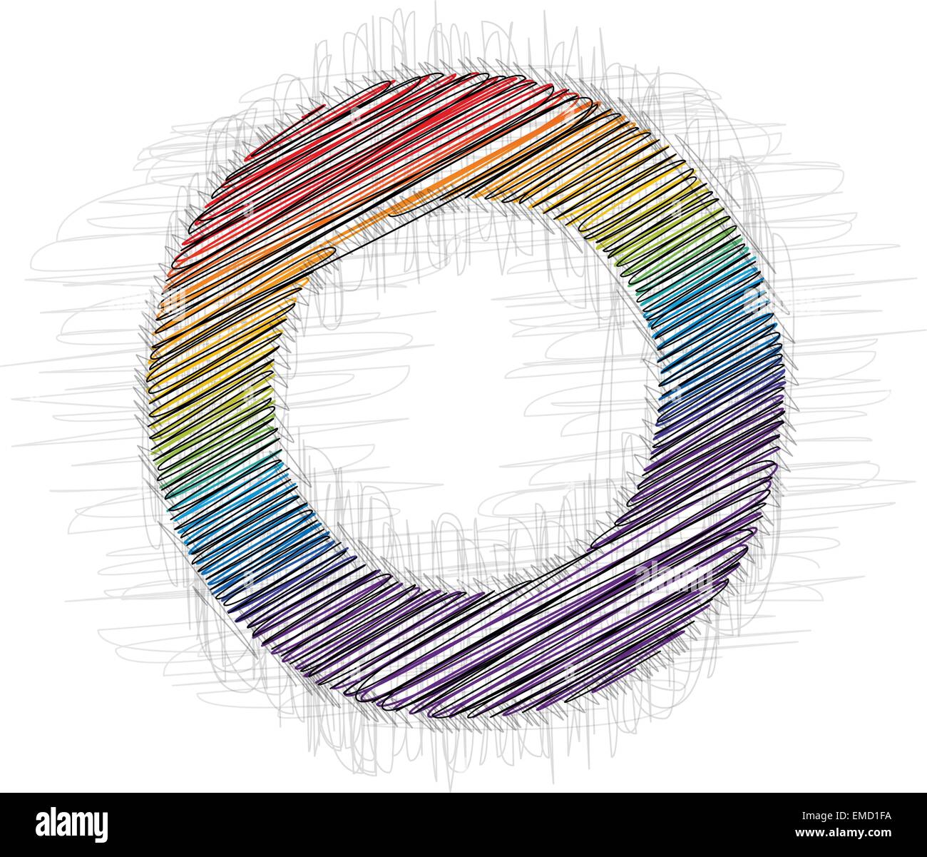 Disegnare a mano font lettera O Illustrazione Vettoriale