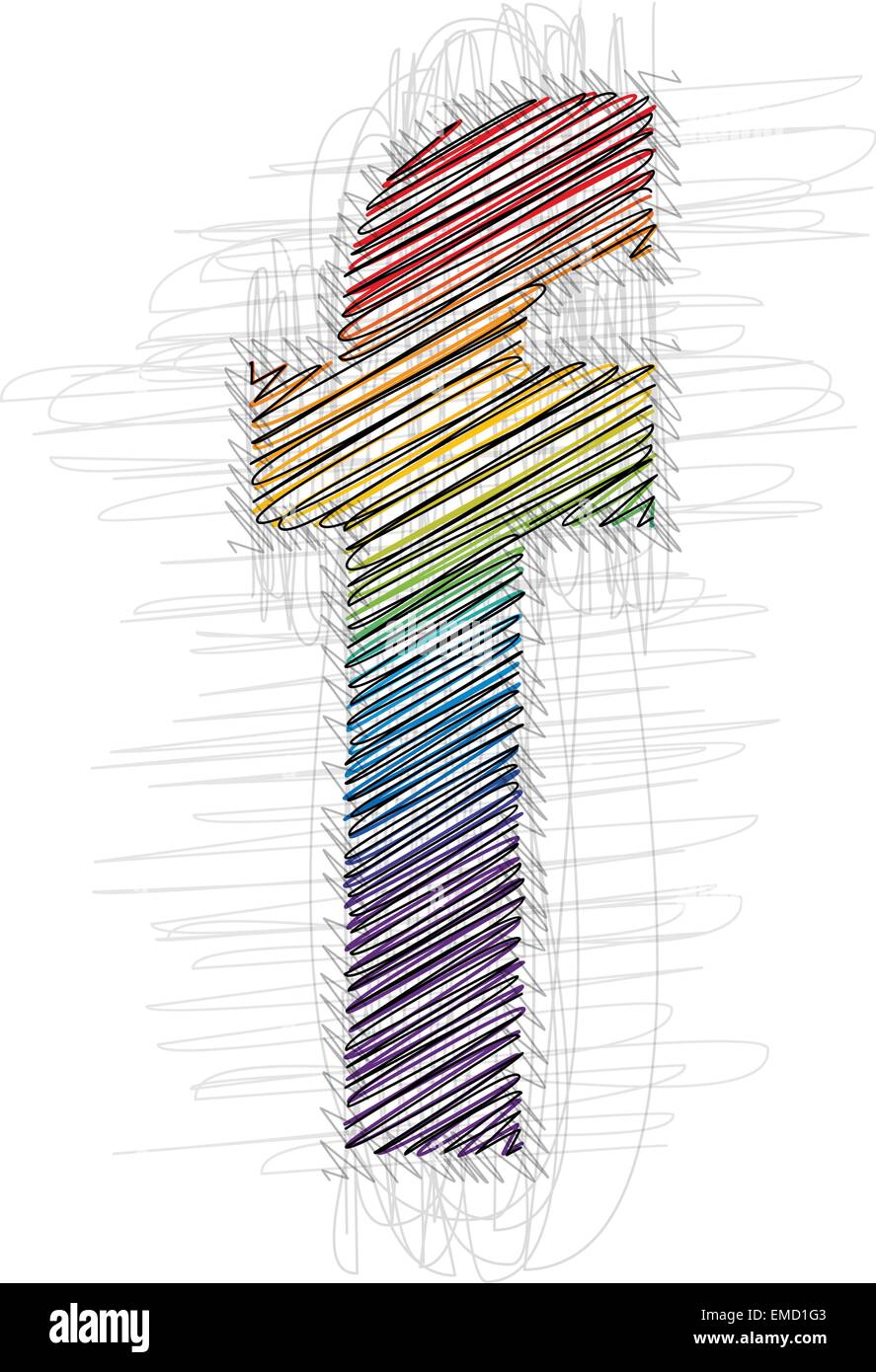 Disegnata a mano font letter f Illustrazione Vettoriale