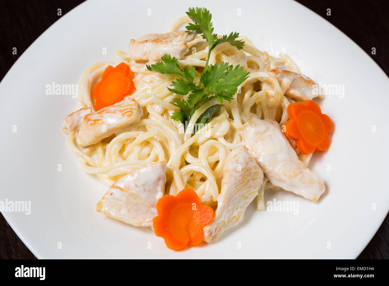 Pasta Fettuccine con frutti di mare Foto Stock
