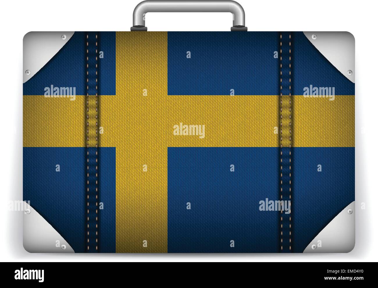 In Svezia il bagaglio da viaggio con bandiera per le vacanze Illustrazione Vettoriale
