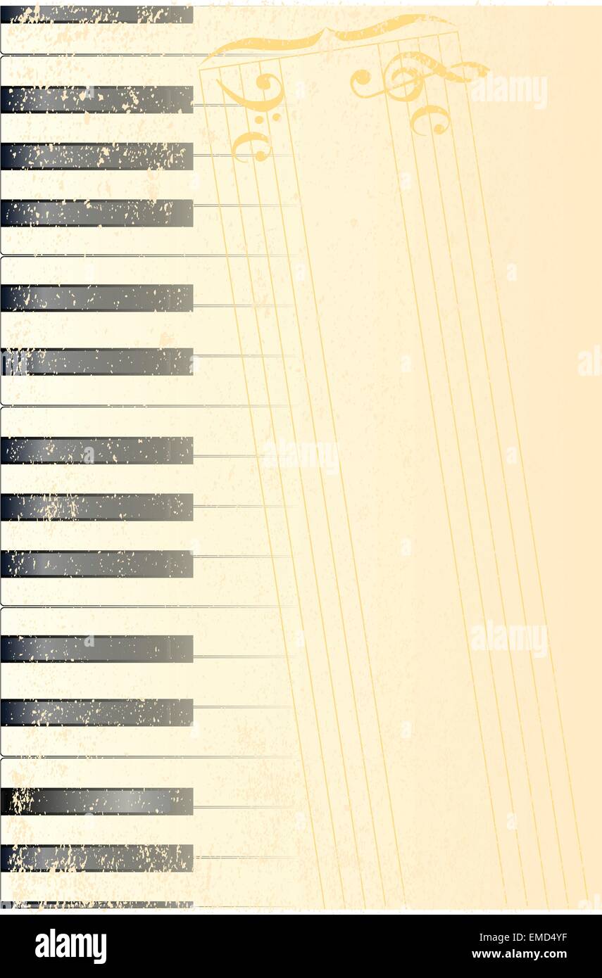 Antico pianoforte sullo sfondo Illustrazione Vettoriale
