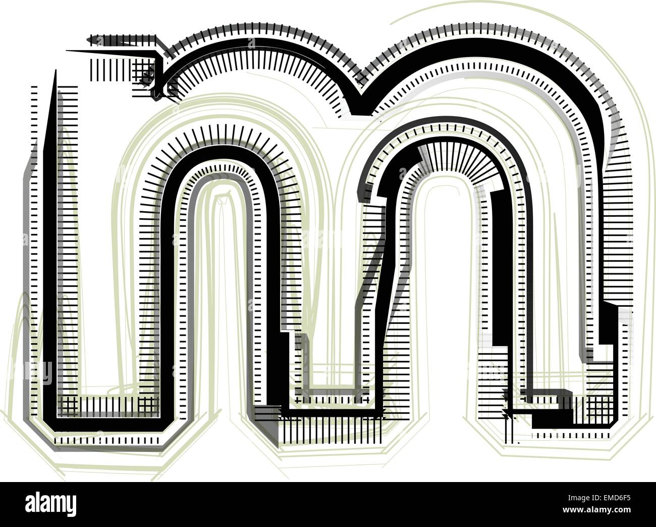 Font tecnologico. La lettera m Illustrazione Vettoriale