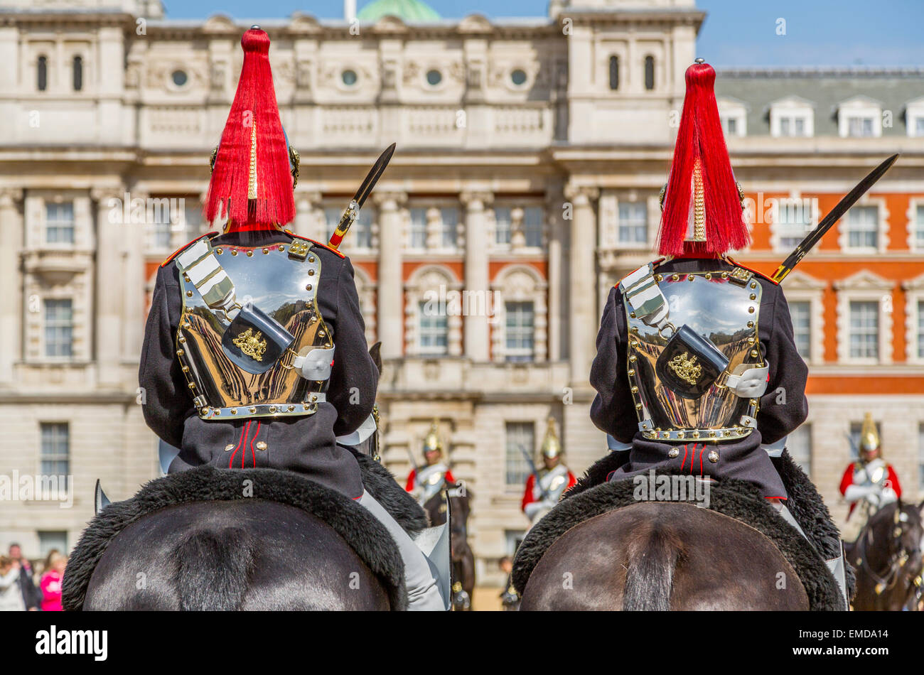 Un'immagine del Blue & Royals sulla parata a terra presso la sfilata delle Guardie a Cavallo, Londra Inghilterra REGNO UNITO Foto Stock